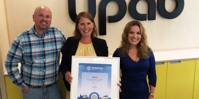 The Swedish City of Umea proudly presents the ParkPAD certificate